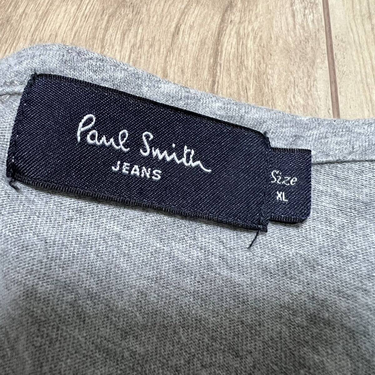 ★送料360円★美品 Paul Smith ポールスミス JEANS 長袖 カーディガン カットソー 薄手 グレー 刺繍 メンズ サイズXL R-5899_画像4