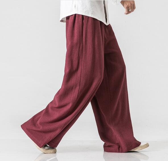  новый товар * мужской шаровары - long брюки linen брюки весна осень широкий брюки casual гаучо брюки relax модный вино M-5XL