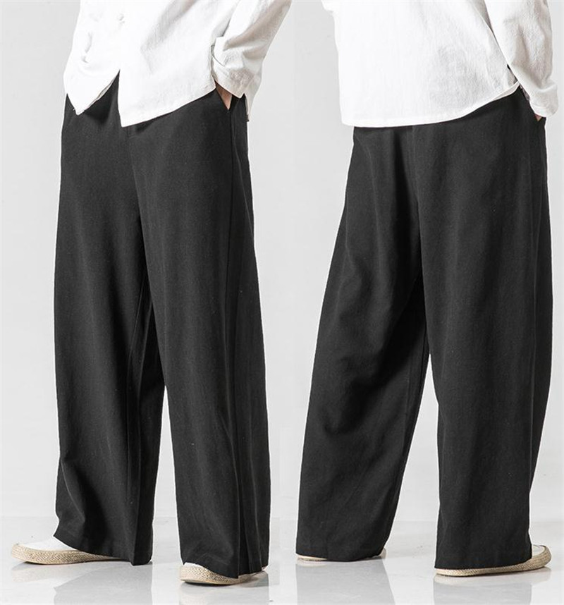  new goods * men's sarouel pants is long pants linen pants spring autumn wide pants casual gaucho pants relax stylish .M-5XL