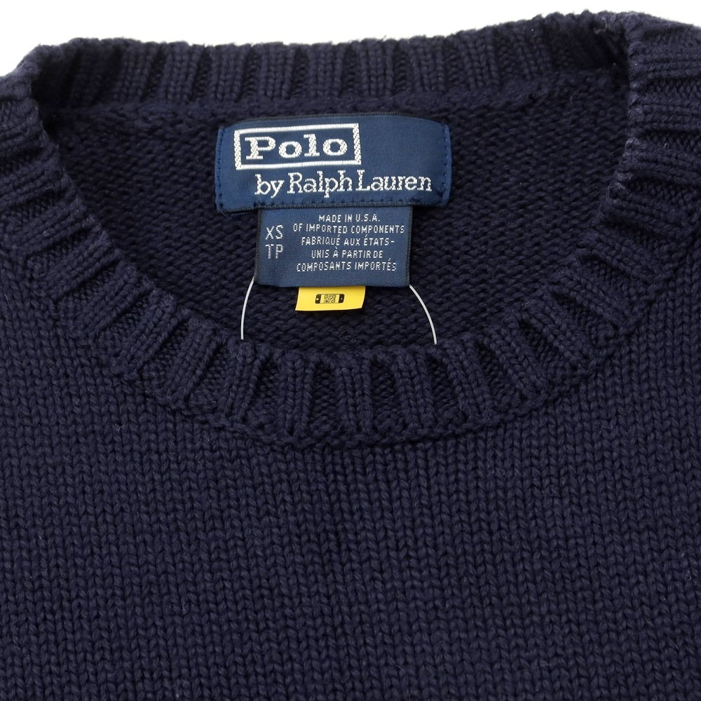 【中古】ポロ ラルフローレン Polo Ralph Lauren ミドルゲージコットン 星条旗 クルーネックニット ネイビー【サイズXS】_画像3