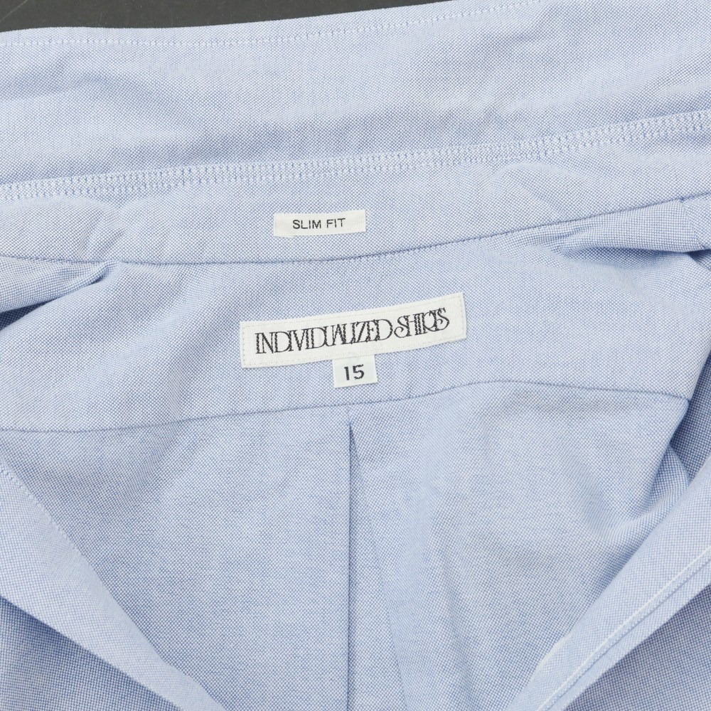 【中古】インディビジュアライズドシャツ INDIVIDUALIZED SHIRTS コットン ボタンダウン 半袖シャツ ライトブルー【サイズ15】_画像6