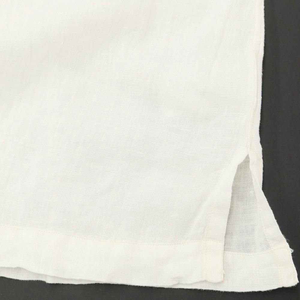 【新品アウトレット】バグッタ Bagutta リネン オープンカラー 半袖シャツ オフホワイト【サイズL】_画像6