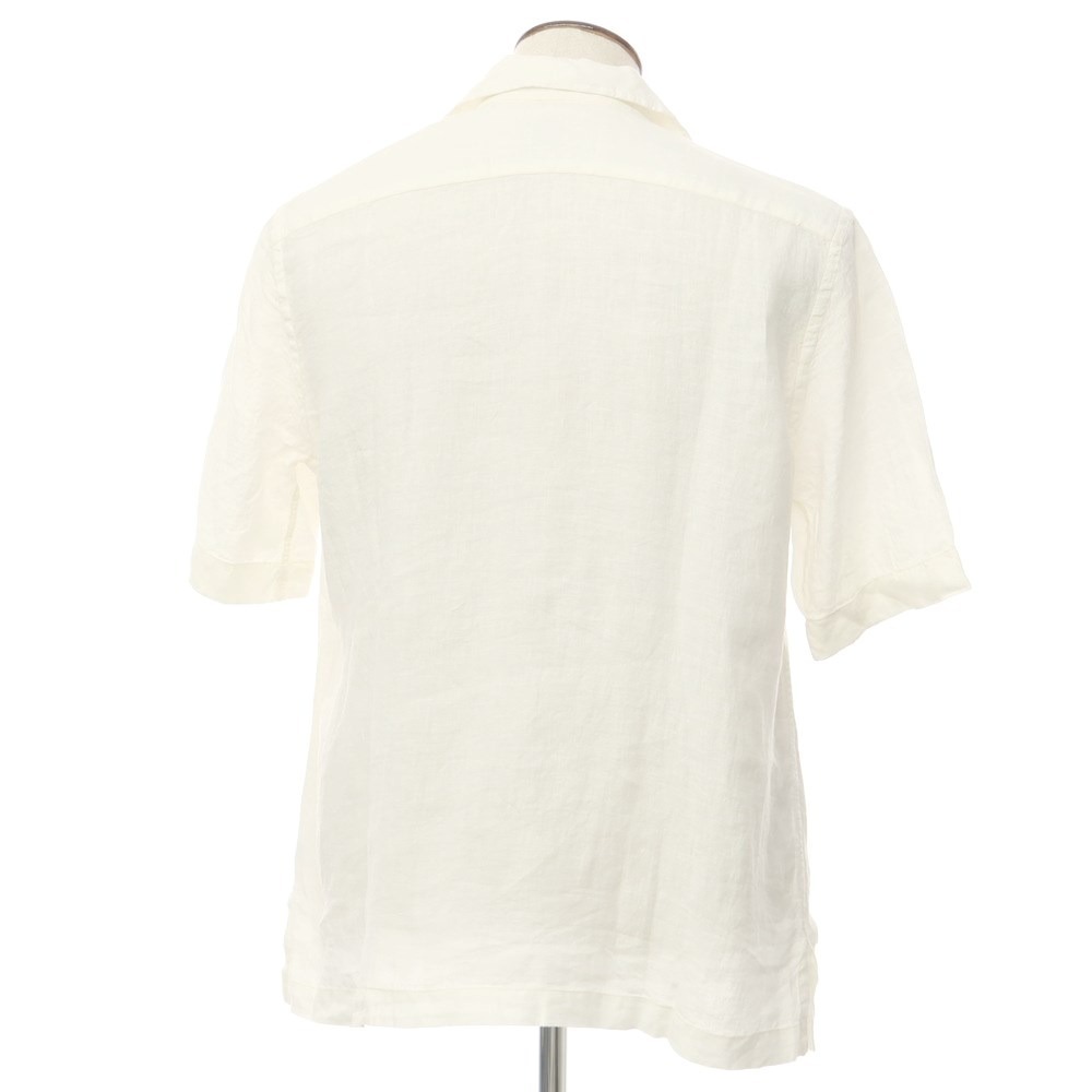 【新品アウトレット】バグッタ Bagutta リネン オープンカラー 半袖シャツ オフホワイト【サイズL】_画像3