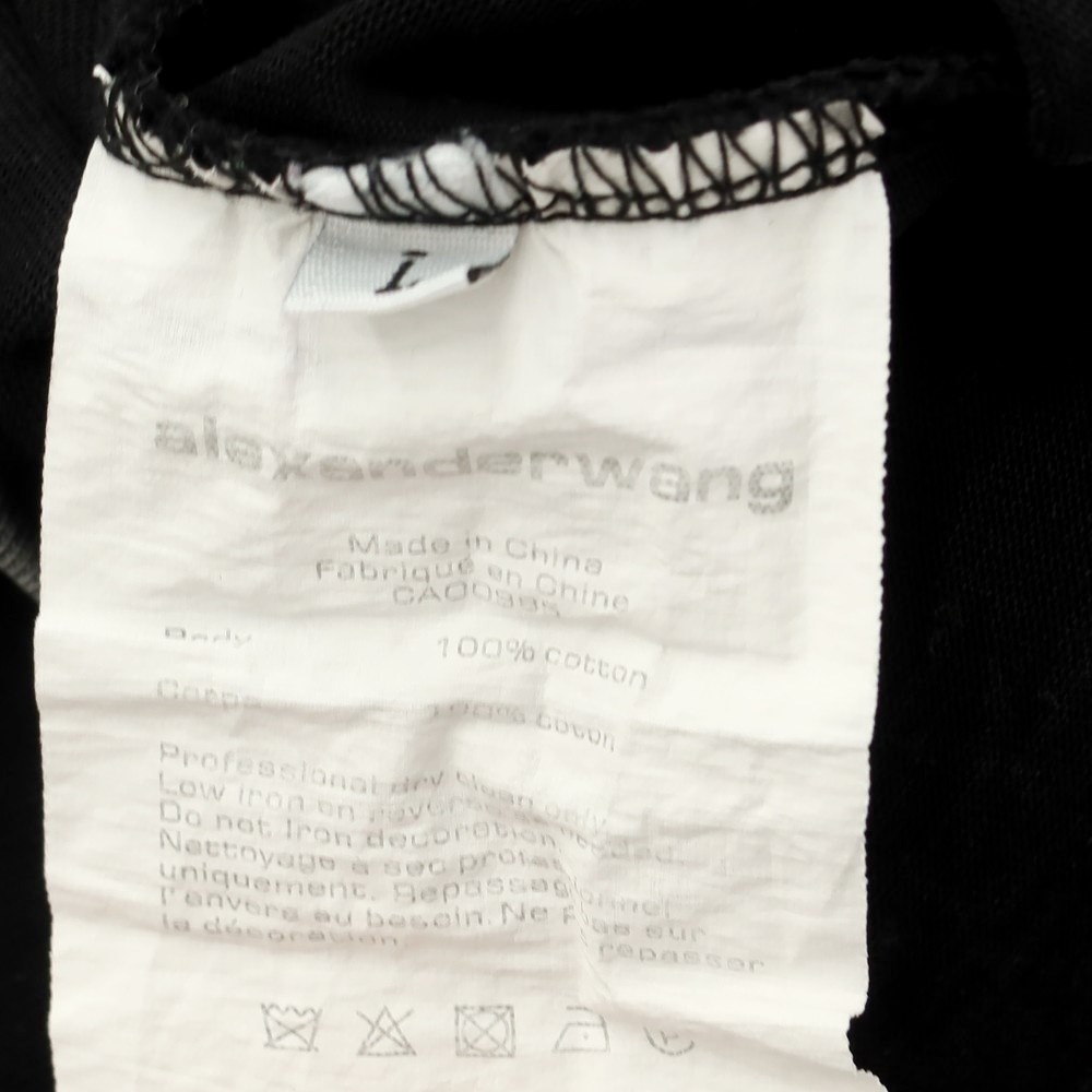 【中古】アレキサンダーワン Alexander Wang ウォッシュ加工 ロゴプリント 半袖Ｔシャツ ブラック系【サイズL】_画像5