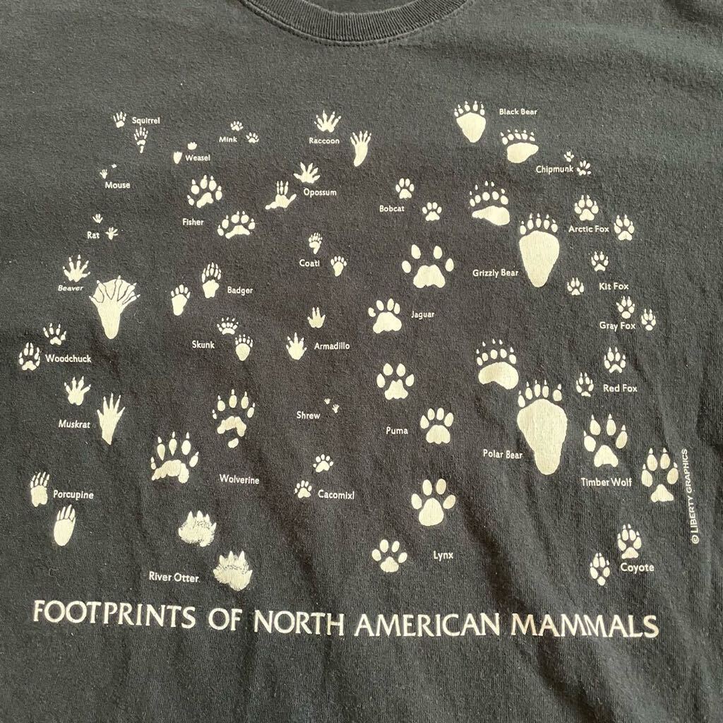 north american mammals tシャツ 足跡　動物　Lサイズ　liberty graphics_画像2