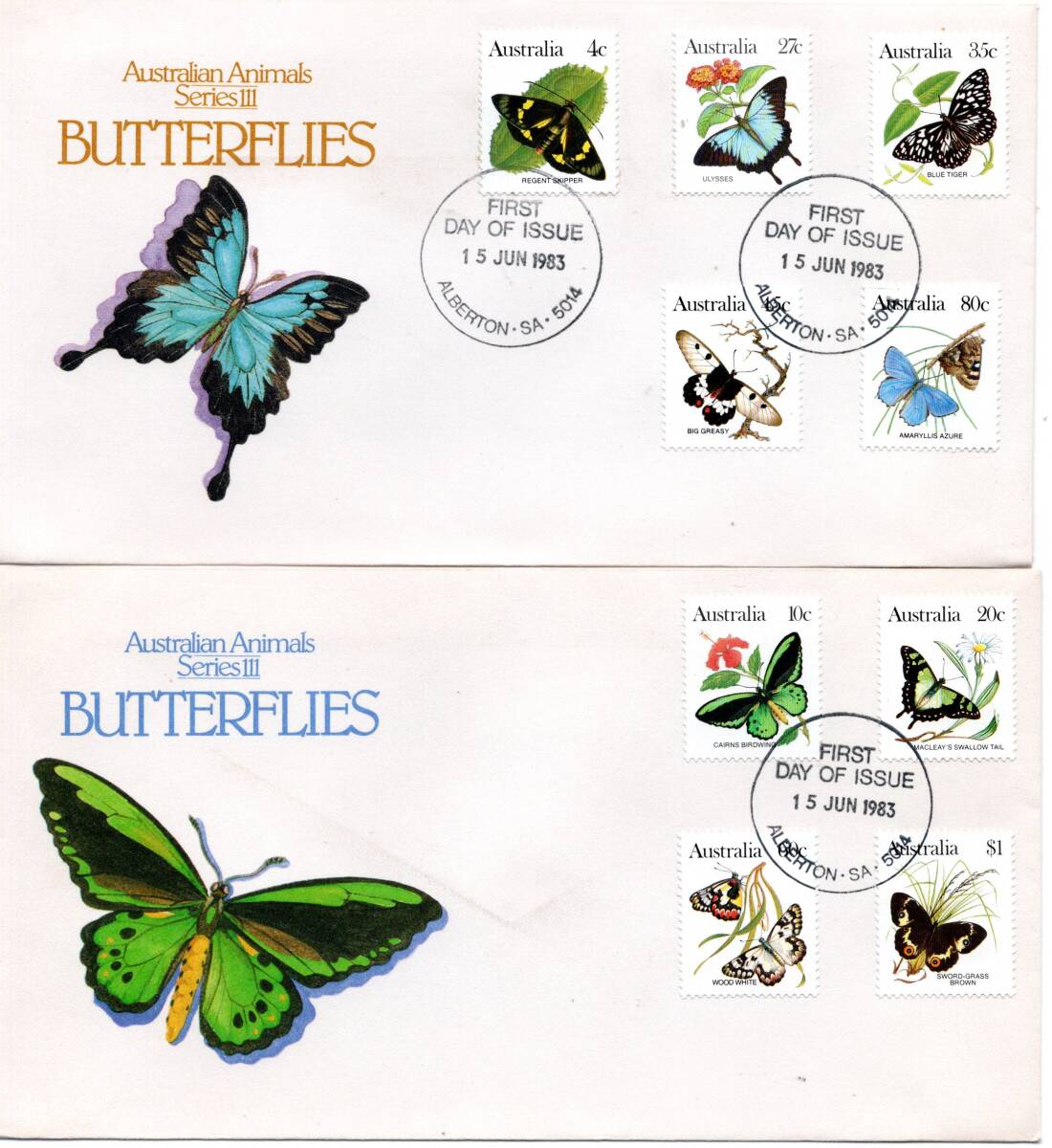  modified postal [TCE]76944 - Australia *1983 year * butterfly * First Day Cover 2 through .