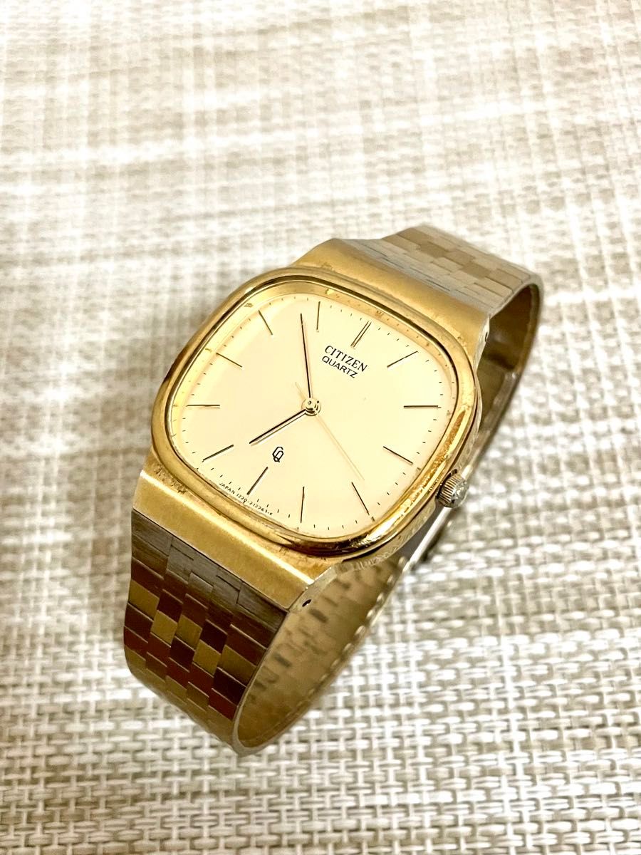 [限定特価品:ヴィンテージ/稼働]CITIZEN CQ シチズン/1980年製/純正ベルト/ゴールド/腕時計