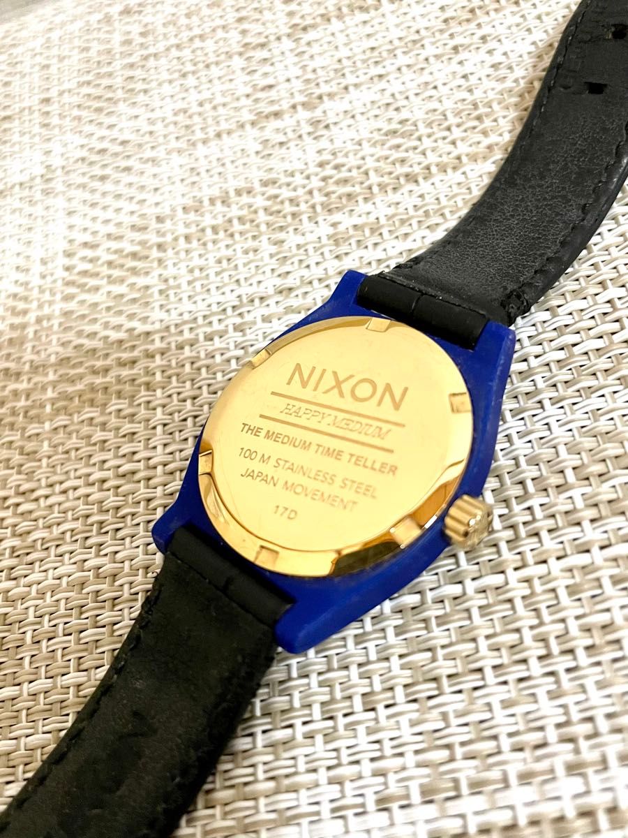 [限定特価品:ランクA/稼働]NIXON ニクソン THE MEDIUM TIME TELLER 大理石柄/ブルー/本革/腕時計