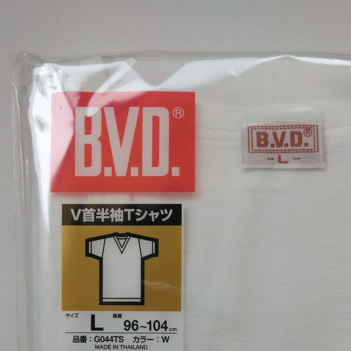 【新品未開封品】Lサイズ 2枚組 BVD GOLD V首 半袖Tシャツ インナー 肌着 半袖 Tシャツ 白 ホワイト 綿100% 