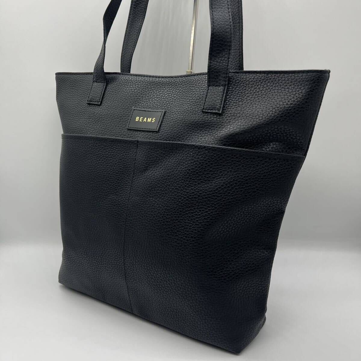 BEAMS Beams все кожа большая сумка вертикальный A4 размер место хранения плечо .. черный боковой карман морщина кожа 