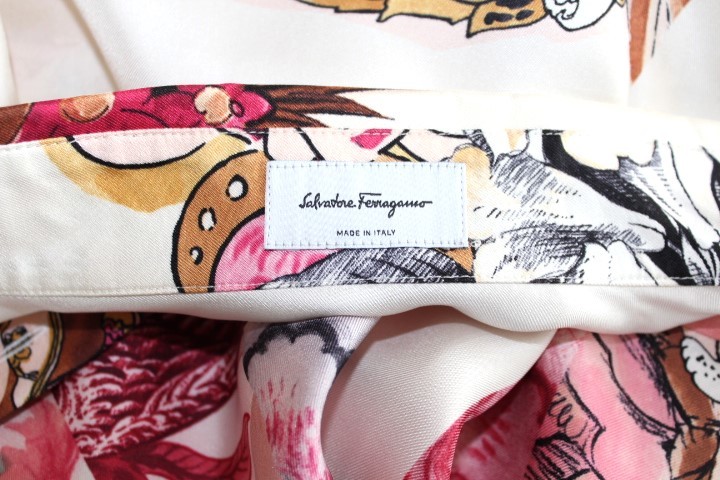 Salvatore Ferragamo フェラガモ シャツブラウス シャツワンピース 美品 チュニック シルク 38サイズ    の画像6