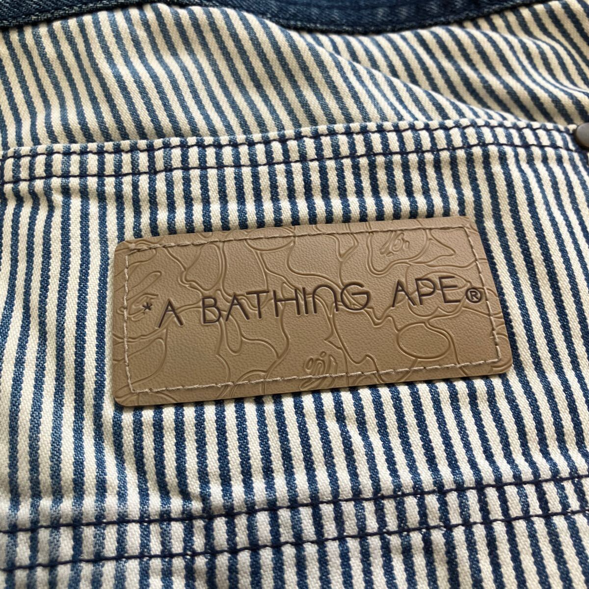 A BATHING APE アベイシングエイプ ヒッコリー ハーフパンツ サイズM 日本製 美品_画像8