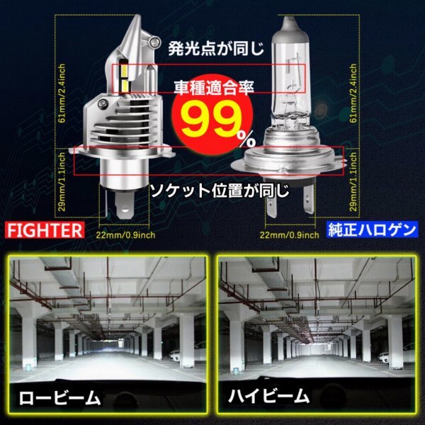 LED ヘッドライト H4 バルブ スズキ エブリィ エブリイ ワゴンR トラック キャリィ da17w da64v da64w da17 da17v ジムニー 6000k 車検対応_画像6