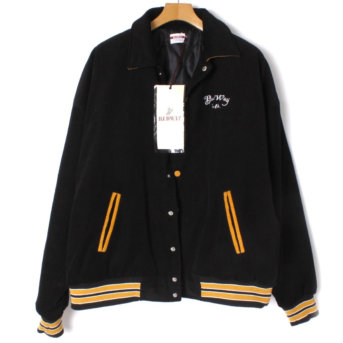 【タグ付・新品・定価15,900円】BADWAY corduroy blouson sizeL ブラック コーディロイ スタジャン BW1017 バッドウェイ　_画像3