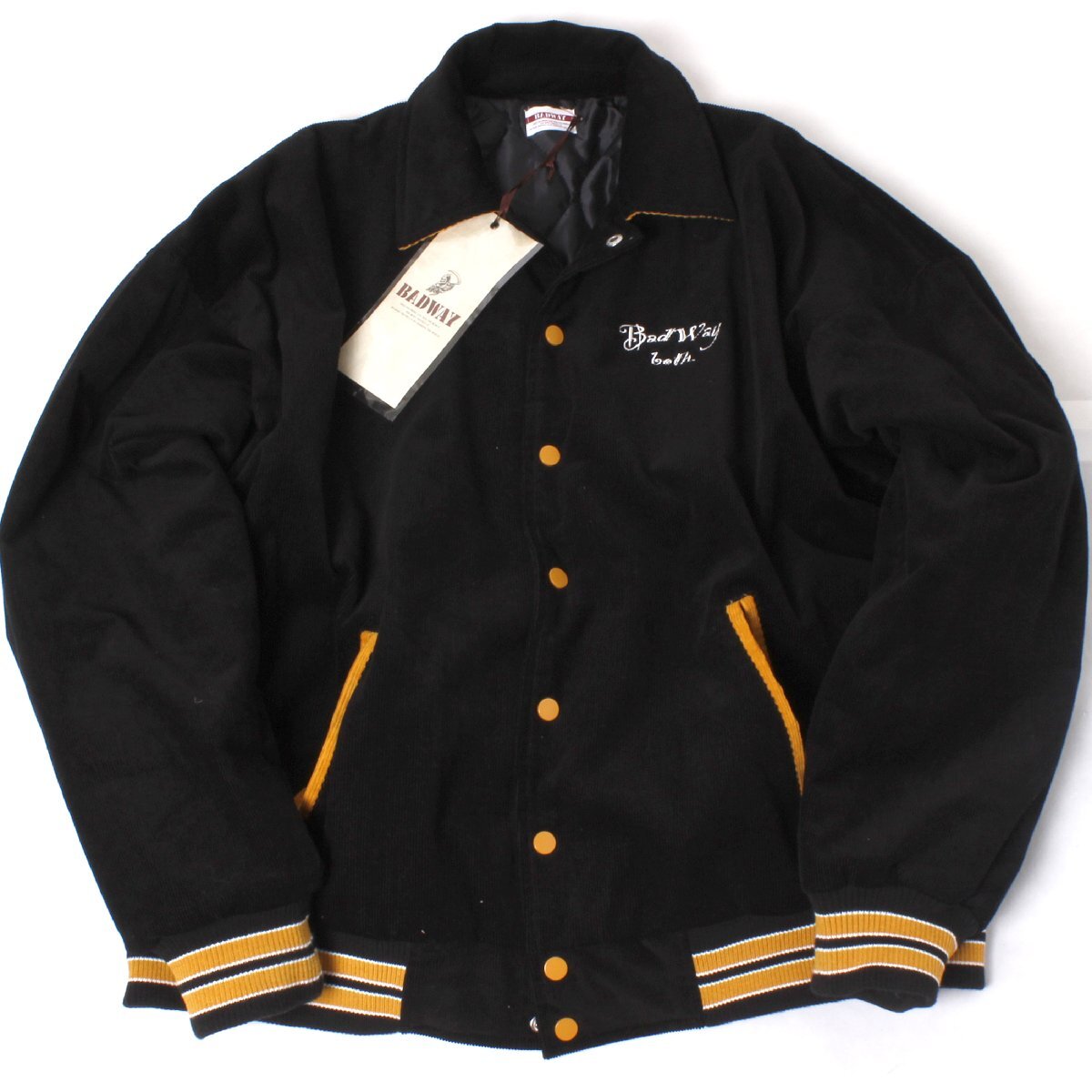 【タグ付・新品・定価15,900円】BADWAY corduroy blouson sizeL ブラック コーディロイ スタジャン BW1017 バッドウェイ　_画像1