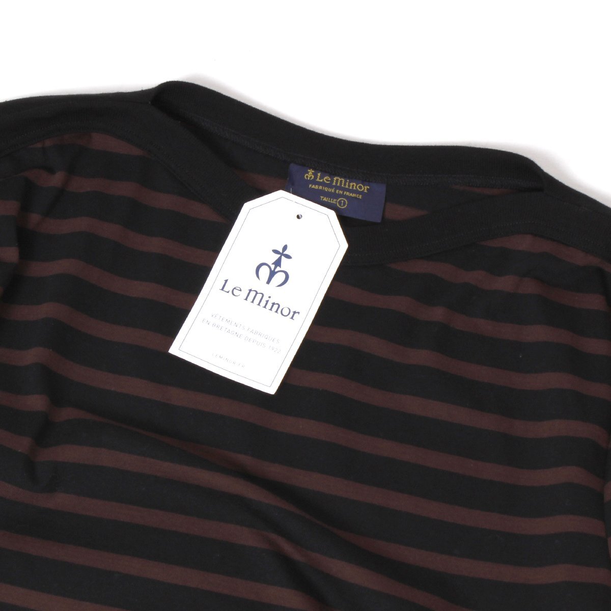 【タグ付き・新品】Le minor MARINIERE BATEAU 定価14,300円 size1(S) BLACK/PEPITE Tシャツ ボーダー カットソー ルミノア_画像5