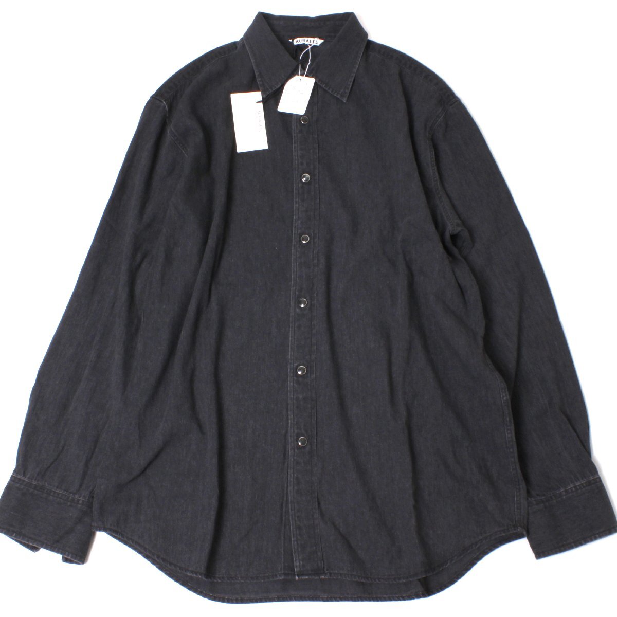 24ss【タグ付き・新品・定価35,200円】AURALEE SELVEDGE SUPER LIGHT DENIM SHIRT size3 A24SS01GS WASHED BLACK オーラリー デニム シャツの画像1