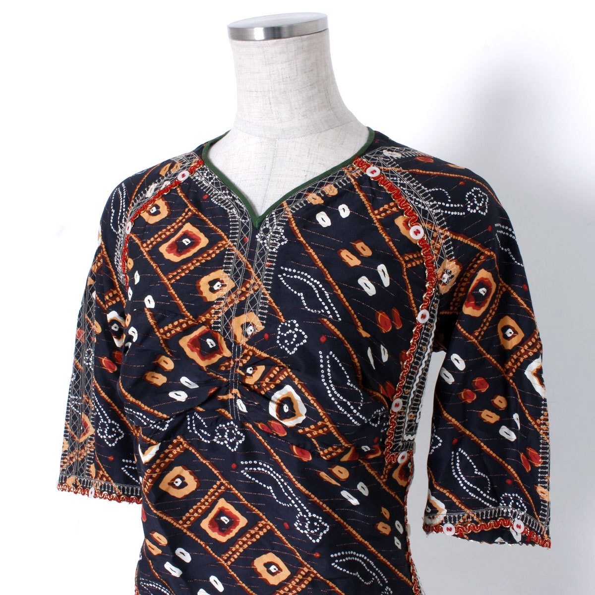 【タグ付き・新品】ISABEL MARANT Tamara Open-Back Embroidered Printed Silk-Satin Top size38 ブラック イザベルマラン 刺繍 ブラウス_画像7