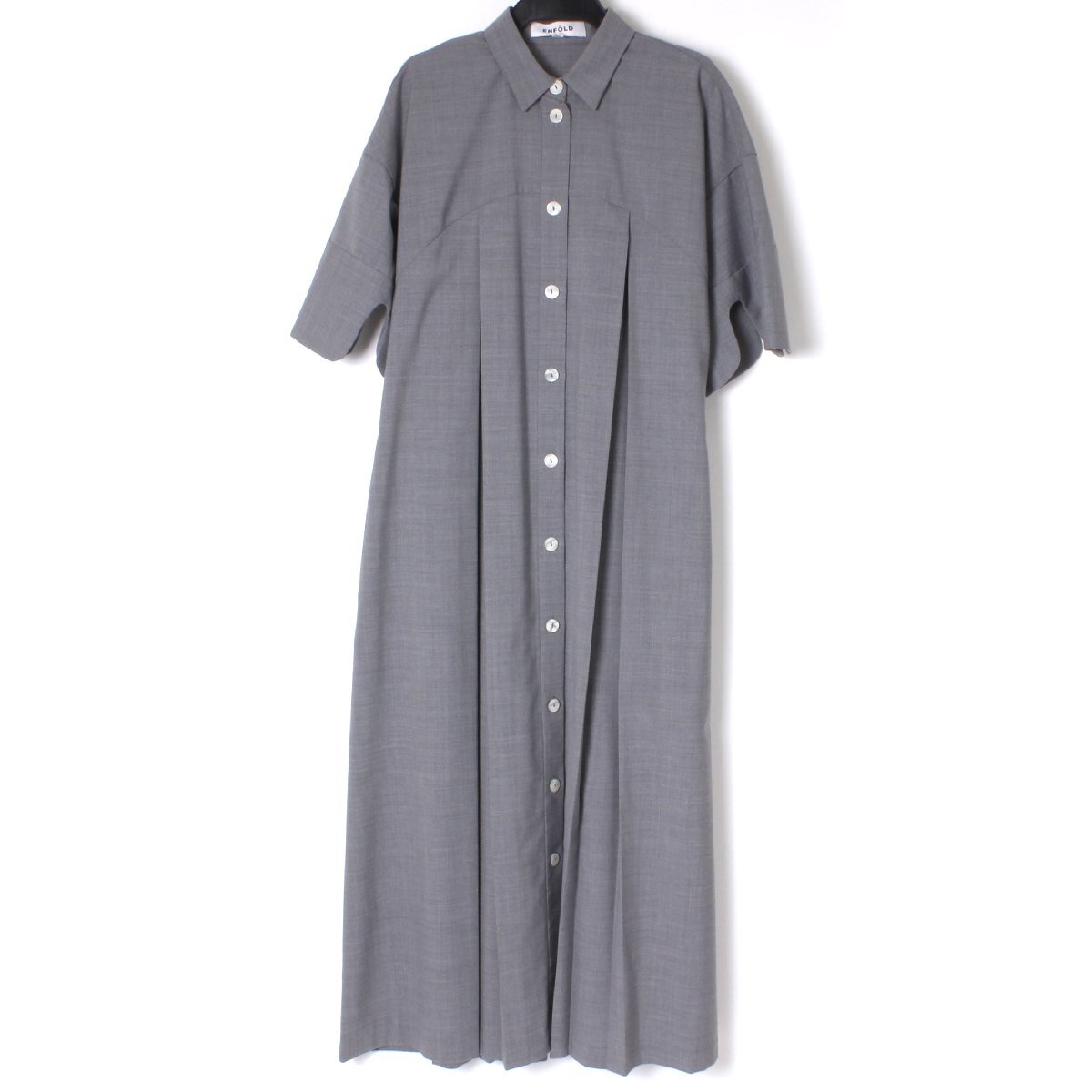 23AW ENFOLD WIDE BOX PLEATS DRESS 定価53,900円 size36 T.GRY 300GA733-2220 エンフォルド ワイド ボックスプリーツ ドレス ワンピースの画像2