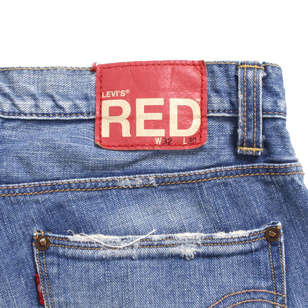 2006年製 Levi's RED クラッシュ加工ストレートデニムパンツ size32 インディゴ 2902-11 0306 リーバイスレッド 日本製 ローライズ_画像9