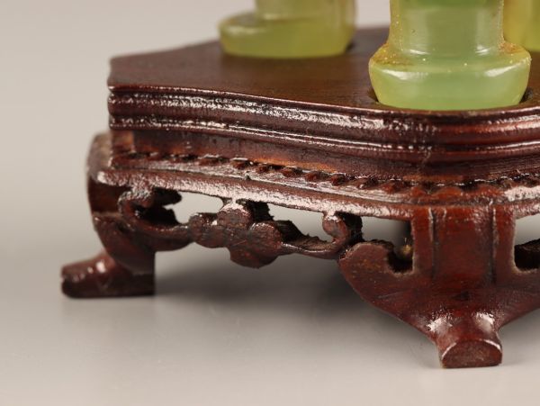 中国古玩 唐物 緑砡石 翡翠 置物 遊環 香炉 時代物 極上品 初だし品 C3426_画像8