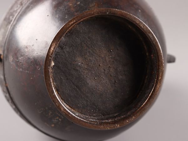 中国古玩 唐物 古銅造 饕餮文 花瓶 時代物 極上品 初だし品 C5419_画像10