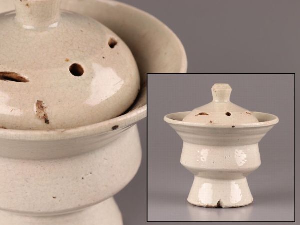 古美術 朝鮮古陶磁器 李朝 白磁 香炉 時代物 極上品 初だし品 C5373の画像1
