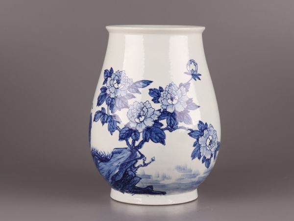 中国古玩 唐物 染付 青華 大清雍正年製 款 花瓶 時代物 極上品 初だし品 C5353_画像4