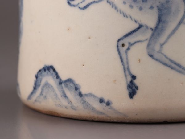 古美術 朝鮮古陶磁器 李朝 染付 文房具 筆筒 時代物 極上品 初だし品 C5350の画像8