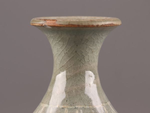 古美術 朝鮮古陶磁器 高麗青磁 白黒象嵌 徳利 時代物 極上品 初だし品 C5481_画像6