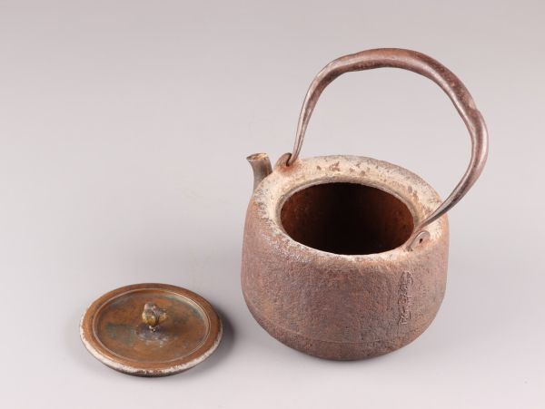 煎茶道具 金龍堂造 龍文堂造 胴在印 銅製蓋 時代鉄瓶 時代物 極上品 初だし品 C5583