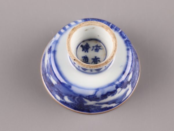 古美術 真葛香斎 造 染付 杯台 杯 共箱 時代物 極上品 初だし品 C5505_画像8