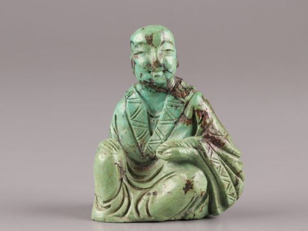 中国古玩 唐物 仏教美術 トルコ石 仏像 豆仏 時代物 極上品 初だし品 C5610_画像2