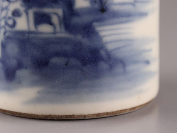 中国古玩 唐物 煎茶道具 染付 青華 巾筒 時代物 極上品 初だし品 C5811の画像8
