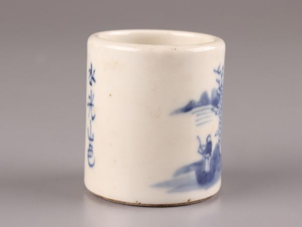 中国古玩 唐物 煎茶道具 染付 青華 巾筒 時代物 極上品 初だし品 C5811の画像5