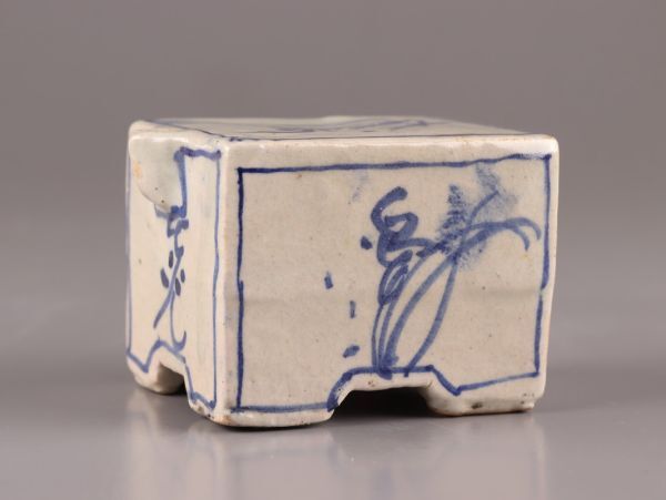 古美術 朝鮮古陶磁器 書道具 李朝 白磁 染付 水滴 時代物 極上品 初だし品 C5784の画像2