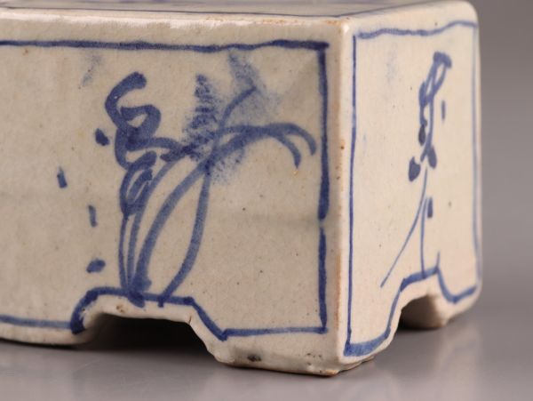 古美術 朝鮮古陶磁器 書道具 李朝 白磁 染付 水滴 時代物 極上品 初だし品 C5784の画像9