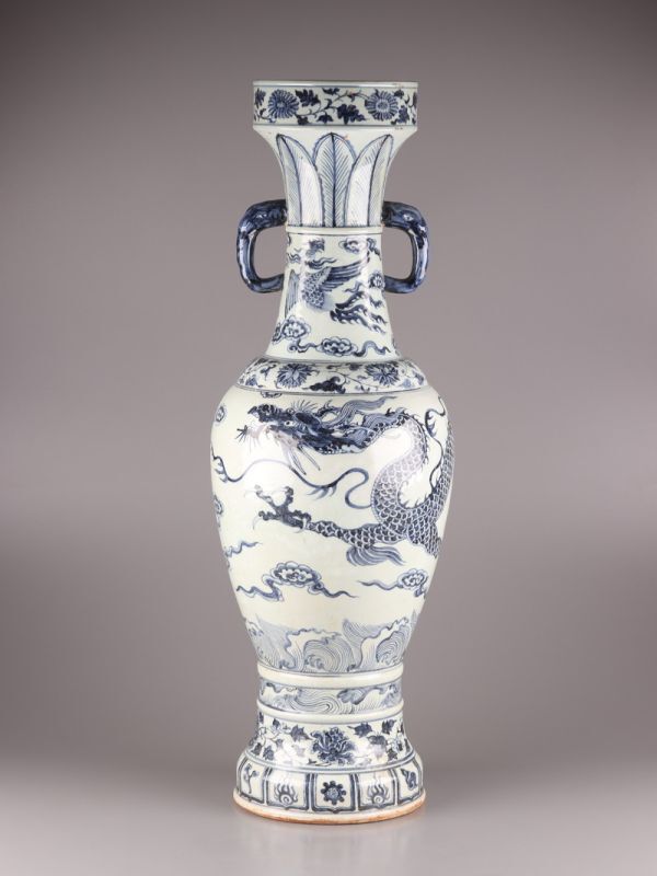 中国古玩 唐物 明代 古染付 花瓶 高さ90.5cm 時代物 極上品 初だし品 C5690_画像2