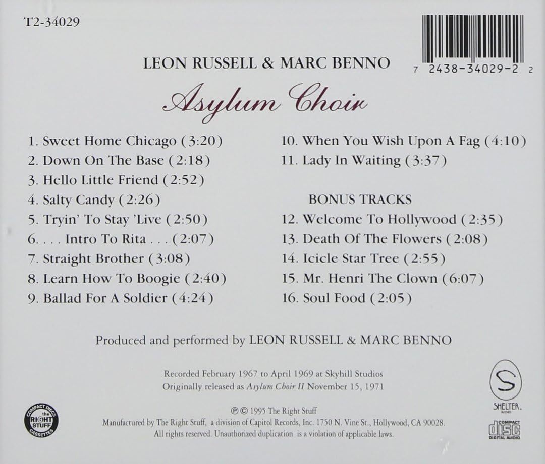 Asylum Choir II マーク・ベノ レオン・ラッセル 輸入盤CDの画像2