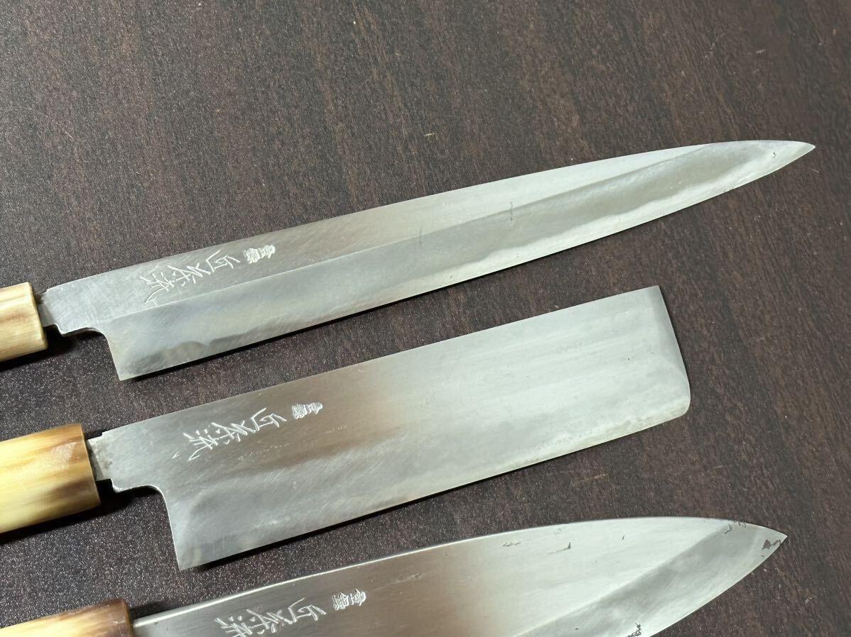 Yahoo!オークション - 近茶流 包丁 4本セット 出刃 柳羽 菜切 小出刃 Yahoo!オークション - 近茶流 包丁 4本セット 出刃 柳羽 菜切 小出刃