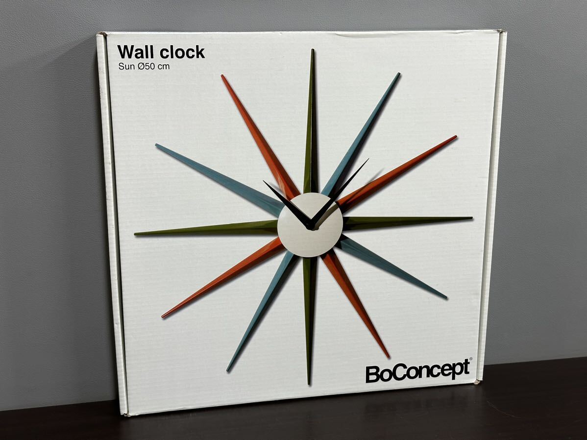 レア 未使用品 BoConcept ボーコンセプト Wall clock 壁掛け時計 SUN 50cm 北欧デンマークの画像1