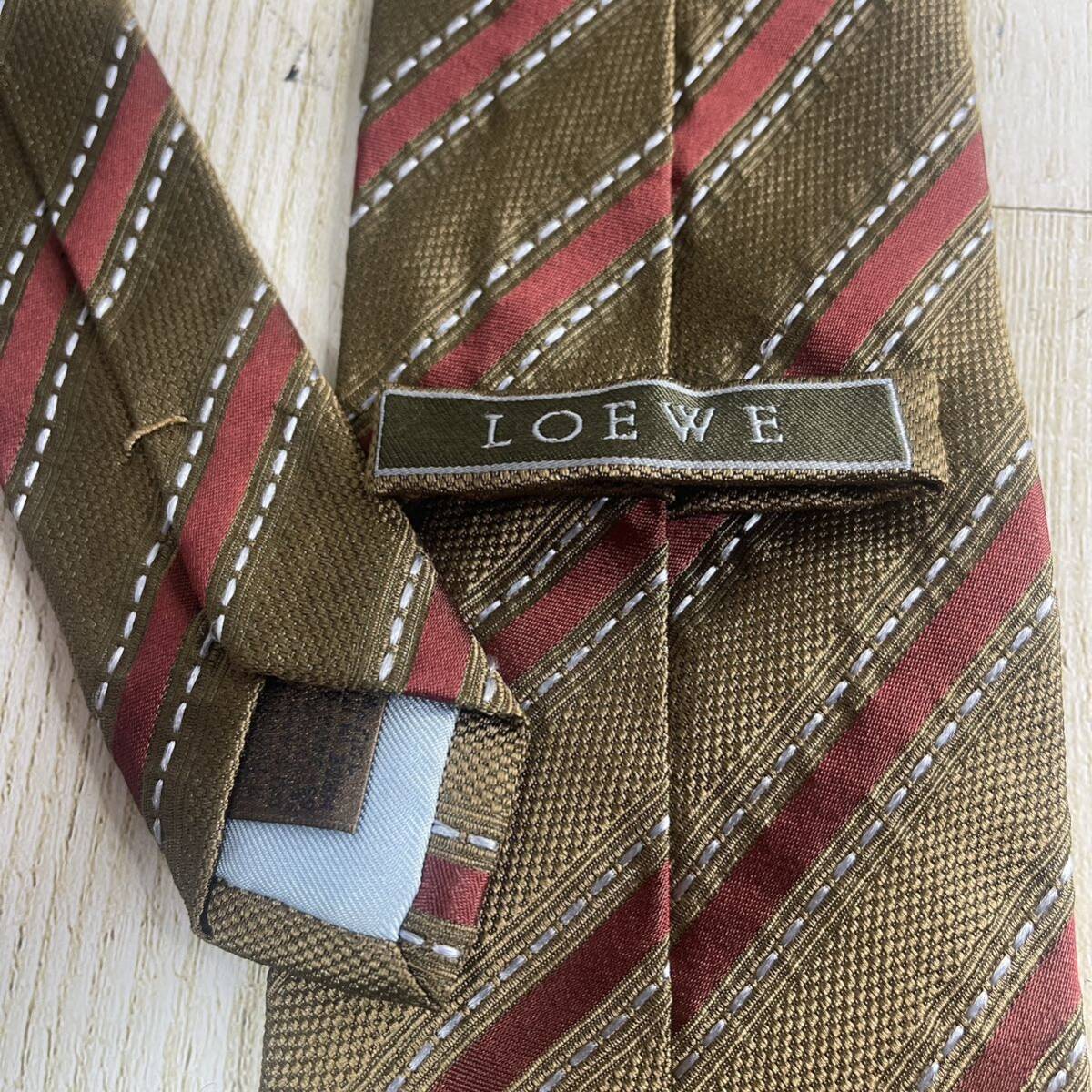 極美品 1円〜 LOEWE ロエベ ネクタイ シルク100% イタリア製 MADE IN ITALYの画像5