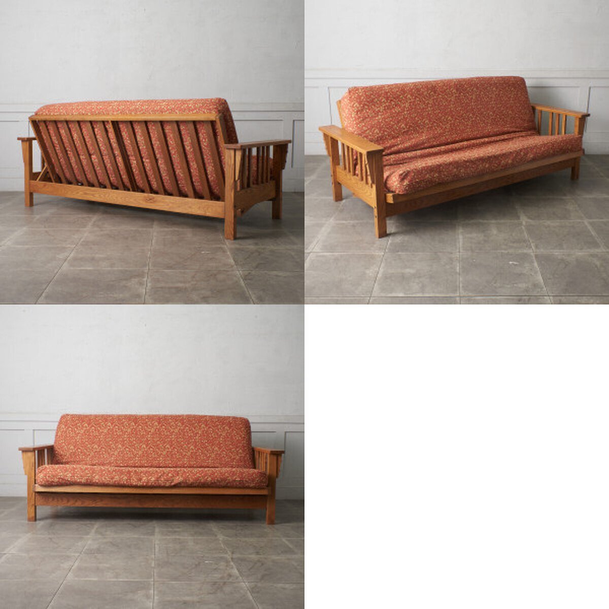 IZ77577F★L.L.Bean 3人掛け ソファベッド MISSION FUTON トリプルソファ アームソファ ダブル ベッド 無垢材 ミッションフートン 米国_画像8