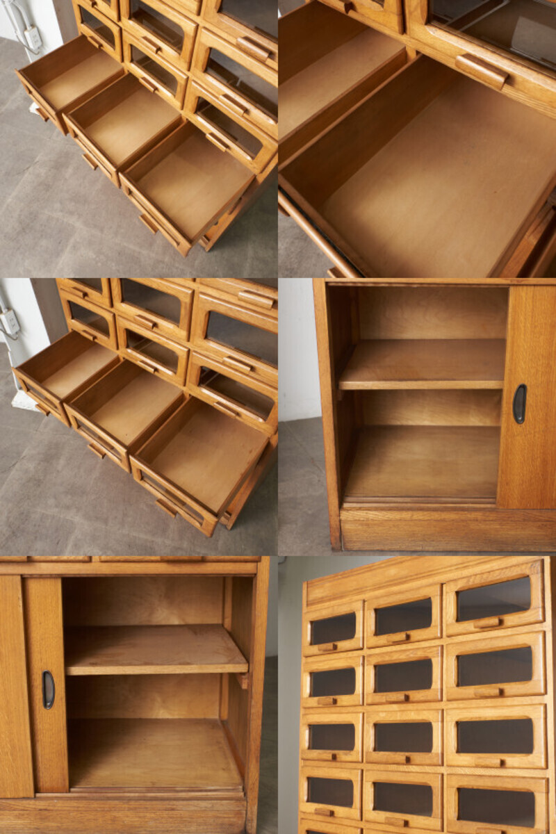 IZ68225N* period thing old wooden oak shirt case 8 step showcase chest display shelf display cabinet antique store furniture 