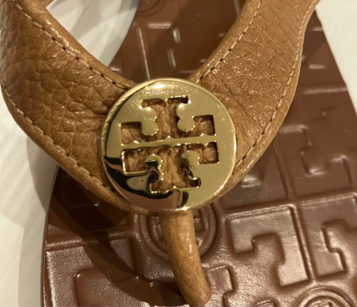 未使用 トリーバーチ TORY BURCH サンダル 6M 23cm レザー ライトブラウン 