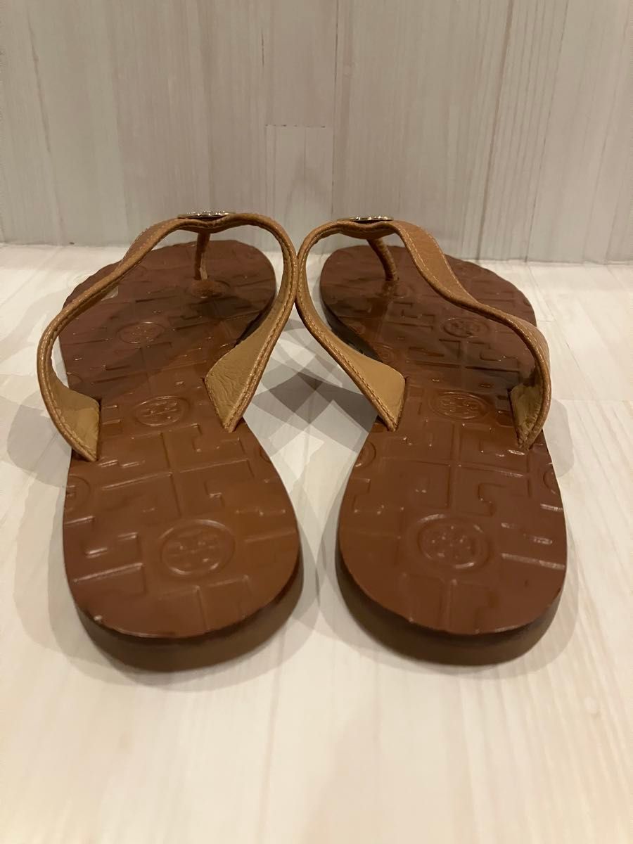 未使用 トリーバーチ TORY BURCH サンダル 6M 23cm レザー ライトブラウン 