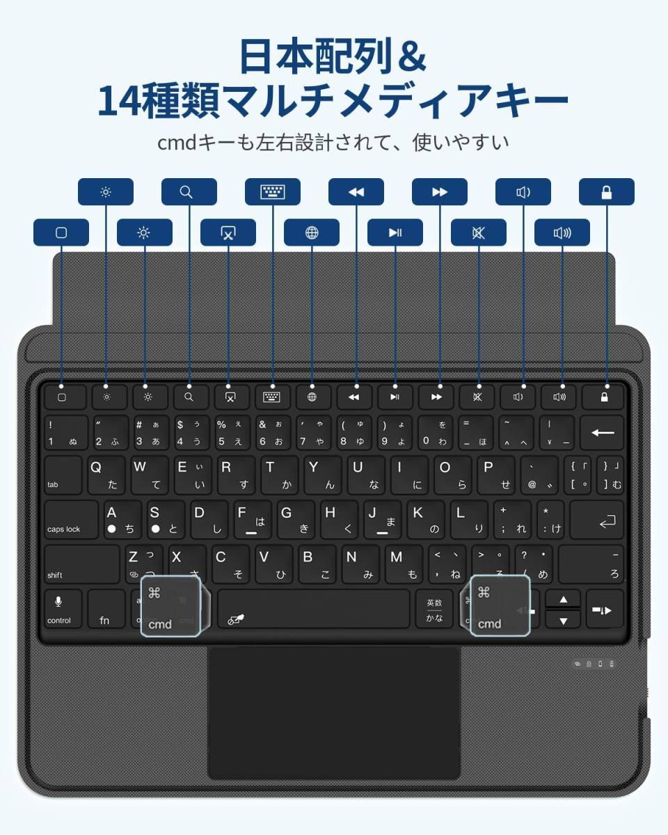 iPad 9世代 キーボードケース 日本語配列 iPad Pro 10.5 キーボード タッチパッド付き iPad 8世代 キーボード 横/縦置き対応 iPad SKU215の画像7