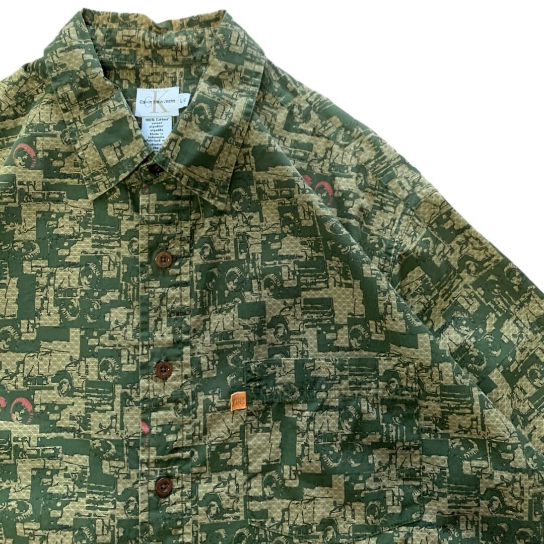 240301BRP1● 90'S Calvin Klein S/S Shirts (L) ビンテージ vintage カルバンクライン 半袖シャツ 柄シャツ SHIRT 半袖 オールドの画像4