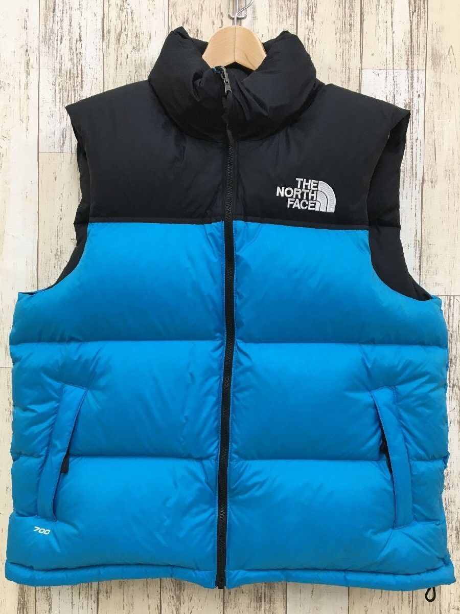 【良品】THE NORTH FACE Nuptse Vest ヌプシベスト Ｌ　ブラック×ブルー