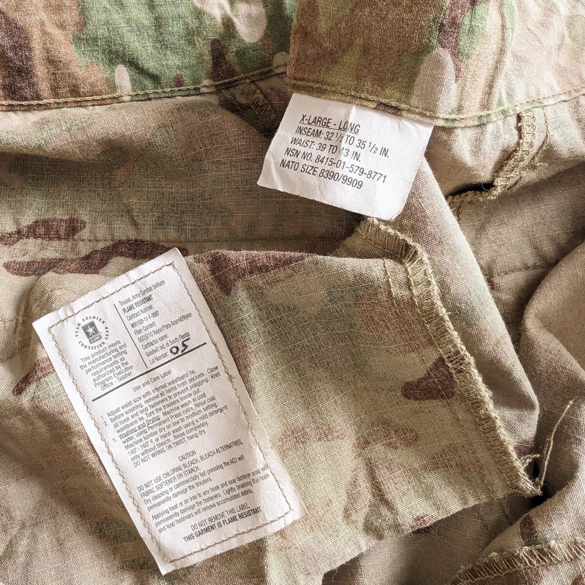 USARMY/米軍実物 マルチカム迷彩 ミリタリーカーゴパンツ 古着W44L30【L999】の画像7